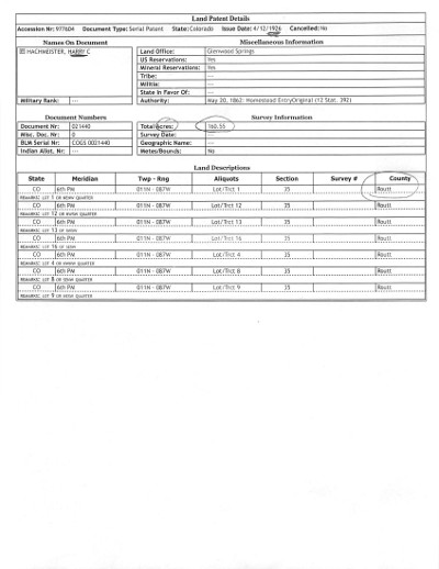 Hackmister land patent